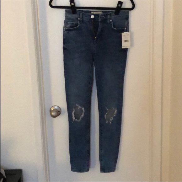 Free People High Rise Busted Knee Jeans - Picture 2 of 6